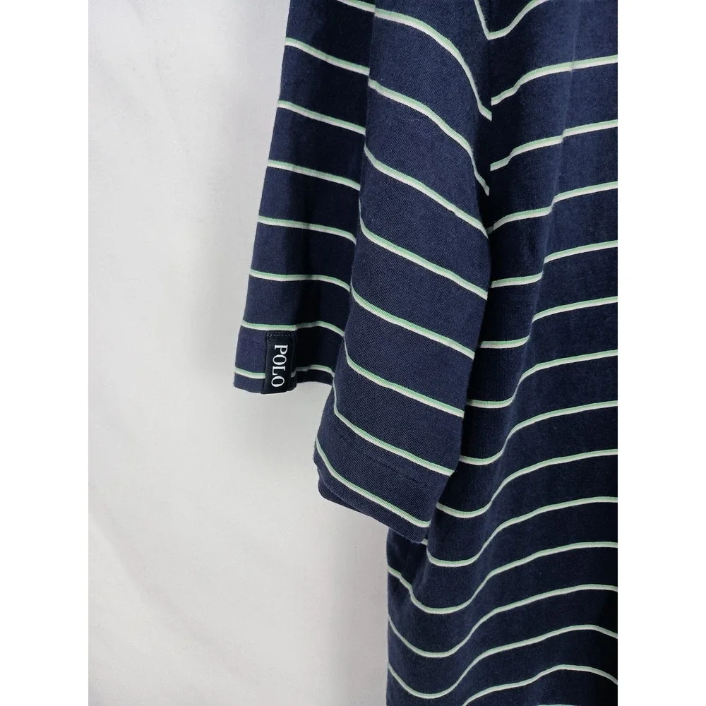 Polo Ralph Lauren Striped Blue Short Sleeve Stretch Lisle Shirt Golf Old Money